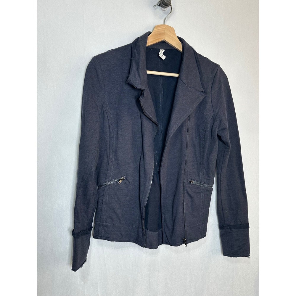 Willow & Clay Women Charcoal Grey Moto Jacket French Terry Peplum‎ Small